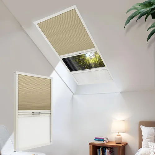 Vista 19 de Persianas de tragaluz con bloqueo de luz para techo, persianas celulares sin cables, aislamiento térmico, persianas de panal para techo, ventanas
