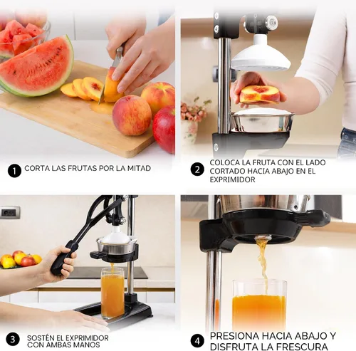 Vista 7 de Zulay Kitchen Puplerizer Exprimidor de hierro fundido 9 en 1, exprimidor manual de servicio pesado fácil de limpiar con accesorio prensatelas