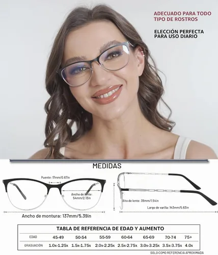 Vista 2 de Reading Glasses for Women Cateye Blue Light Metal Spring Hinge