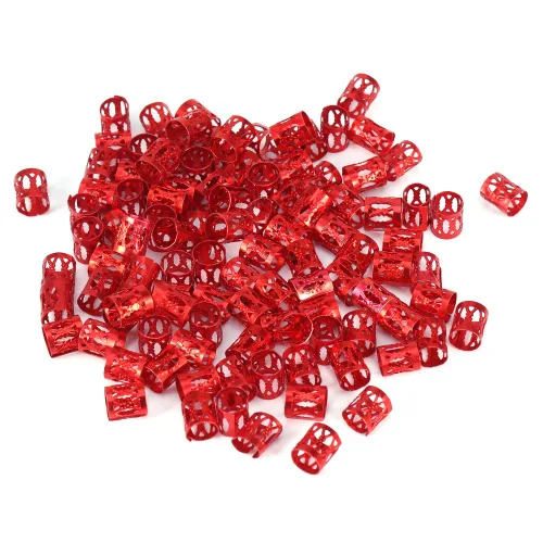 Vista 4 de 100 piezas de cuentas trenzadas de metal, nuevas cuentas de rastas coloridas, anillos trenzados para el cabello, clips para cerraduras de temor