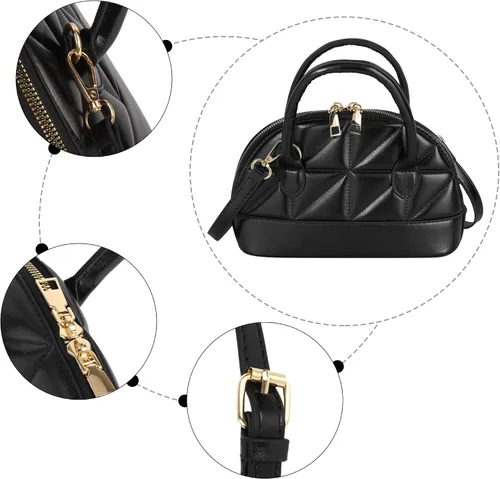 Vista 3 de Bolso de mano con forma de cúpula de charol para mujer, con forma de concha, mini bolso con asa superior