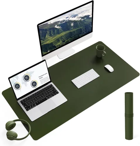 Vista 53 de YSAGi Alfombrilla de Escritorio de Cuero Antideslizante, Alfombrilla de Teclado para Escritorio de Computadora Portátil Impermeable, Protector