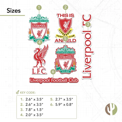Vista 3 de Desert Cactus Liverpool FC - Calcomanía de vinilo inglés Anfield Football Soccer Premier League para laptop, botella de agua para automóvil, álbum