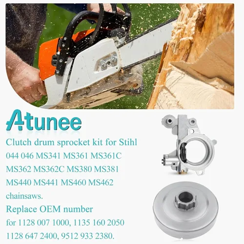 Vista 3 de Kit de bomba de aceite de rueda dentada de tambor de embrague de 3/8"-7T para Stihl 044 046 MS341 MS361 MS362 MS362C MS380 MS381 MS440 MS441 MS460