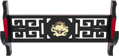 Vista 3 de Soporte de exhibición Katana para armas, soporte acolchado de terciopelo para espada, soporte de pared Wakizashi Samurai Sword Rack Logo Dragon