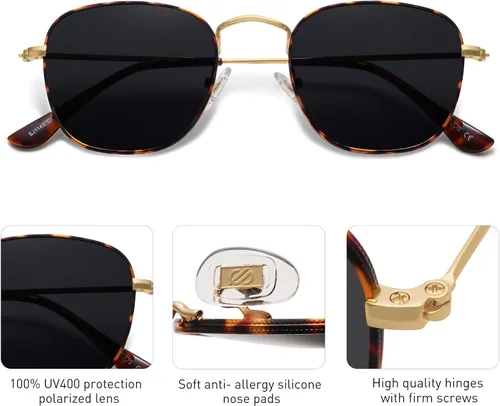 Vista 5 de SOJOS Square Polarized Sunglasses for Men Women Classic Vintage Retro Style SJ1143
