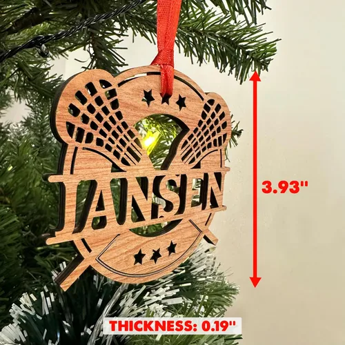 Vista 3 de Adorno personalizado de palos de lacrosse – nombre personalizado, adorno LAX, adornos de equipo de Lacrosse y jugador, decoración de regalo