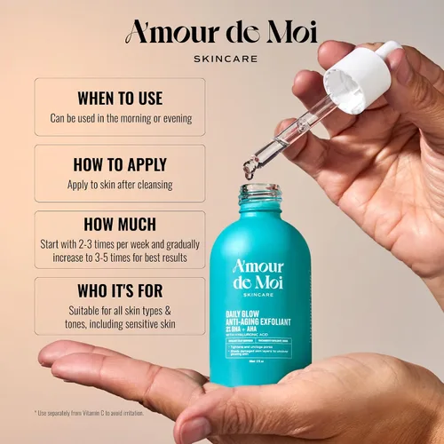 Vista 4 de ADM 2% BHA AHA - Exfoliante líquido – Suero de ácido salicílico – Minimizador de poros, pelado suave para puntos negros y arrugas con ácido