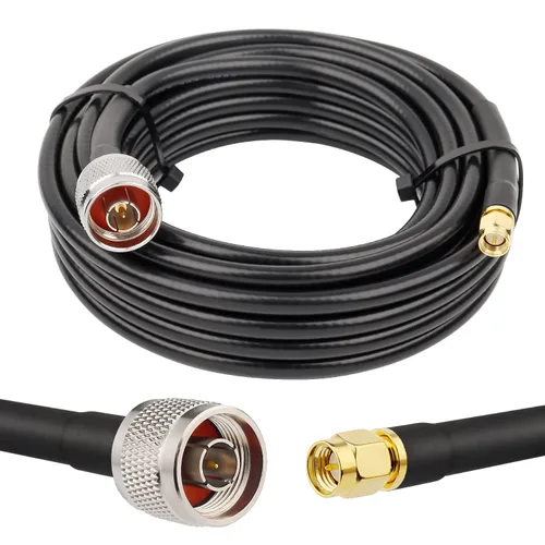 Vista 22 de MOOKEERF 2 piezas de cable N macho a SMA macho 1 pie, cable SMA a N de 50 ohmios de baja pérdida ultra KMR240 coaxial para enrutador WiFi, receptor