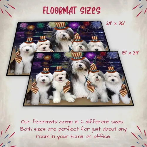 Vista 6 de Doggie of the Day Old English Sheepdogs Floor Mat - 4th of July Independence Day - Best Dog Doormat - Protector Decor - Unique Portrait Art