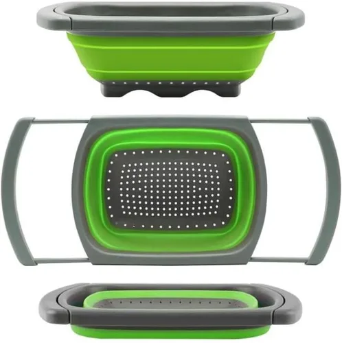 Vista 2 de AG Colador plegable de 9 cuartos de galón, colador sobre el fregadero, coladores de verduras y frutas, coladores con asas extensibles, nuevos