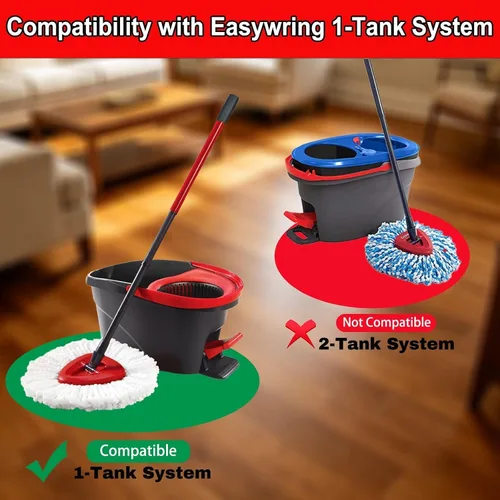 Vista 5 de 4 piezas de cabezal de repuesto para fregona giratoria, 100% cabezales de trapeador de microfibra compatibles con fregona giratoria triangular