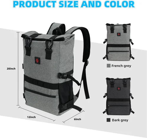 Vista 6 de zazzy Mochila con candado, mochila de viaje, mochila de viaje para hombres y mujeres, Negro expandible, Mochila