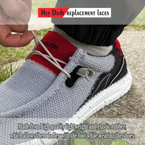 Vista 3 de Cordones elásticos de repuesto para Hey Dude - Cordones elásticos sin atar, cuerdas redondas, 2 pares