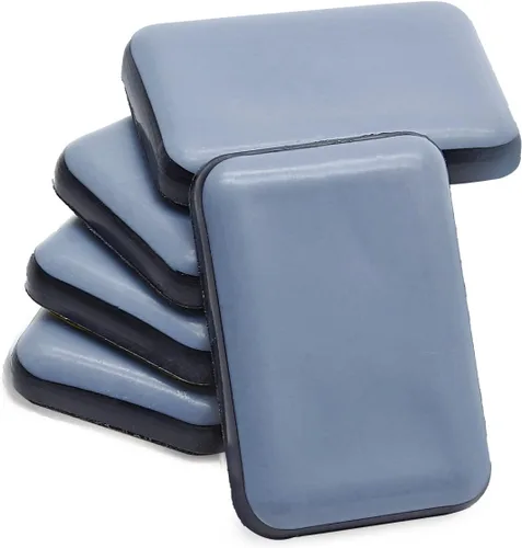 Vista 4 de 24 deslizadores de teflón autoadhesivos para muebles, de 1.35 x 0.98 pulgadas, rectangulares para muebles, almohadillas móviles para alfombras