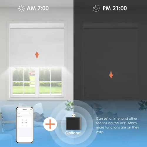 Vista 3 de DENFOON Persianas enrollables de tamaño personalizado con panel solar, persianas eléctricas térmicas opacas con control remoto para ventanas