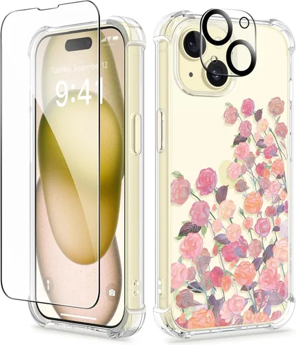 Vista 26 de GVIEWIN - Funda para iPhone 11 con protector de pantalla + protector de lente de cámara, cubierta protectora transparente suave de poliuretano