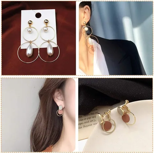 Vista 6 de 70 aros de cuentas para hacer joyas, aretes de aro, accesorios circulares de bisel abierto, marco colgante para manualidades, collar de aretes Oro K
