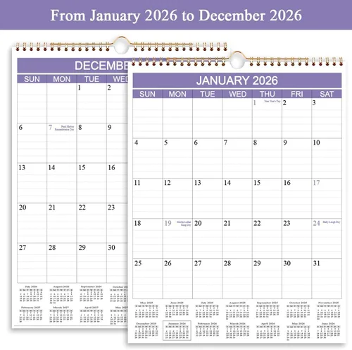 Vista 4 de Calendario 2026 – Calendario de pared 2026 de abril de 2026 a diciembre de 2026, calendario 2026 con papel grueso para planificación y organización