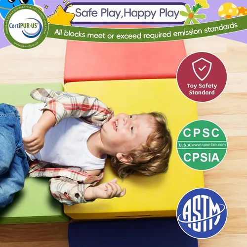 Vista 3 de 4 piezas de bloques de espuma para escalar para niños pequeños, gimnasio de escalada para bebés con espuma de ultra alta densidad para gatear