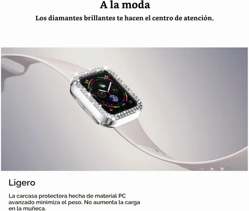 Vista 7 de 12 Pack Rc-Z para Apple Watch Series SE(2ª) 6 5 4 40mm Bling Case, parachoques doble con diamantes brillantes, marco protector de repuesto de rines