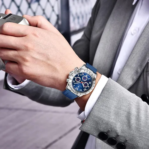 Vista 4 de AKNIGHT Men Watch Watch for Men Chronograph Analog Quartz Waterproof Wrist Watches Fashion Business Classic Watch, Easy Read Dress Watch Auto Date