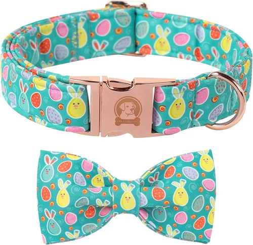 Vista 14 de MR. CHUBBYFACE - Collar de perro de San Valentín con corbatín, lindo collar de perro con corazón azul con hebilla de metal, collar de algodón