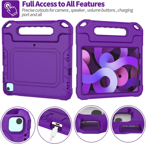 Vista 6 de Funda para iPad Air de 5ª y 4ª generación, iPad Air de 10.9 pulgadas 2022/2020 con protector de pantalla, funda protectora para iPad Pro 11 con asa