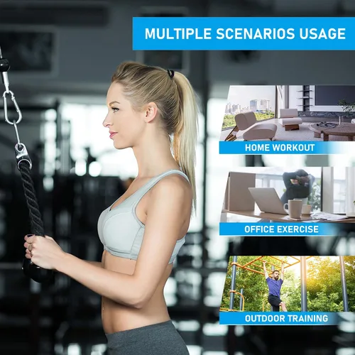 Vista 7 de Sistema de polea para gimnasio en casa, sistema de polea de cable para gimnasio para máquina de cable LAT Pulldown Accesorio de polea con cuerda