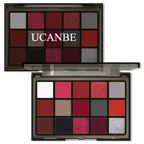 Vista 18 de UCANBE Paleta de sombras de ojos de 15 colores – Kit de maquillaje para ojos con brillo mate, purpurina metálica, tonos frescos en blanco, azul