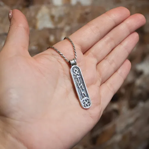 Vista 7 de Viking Rune Formula Pendant Necklace for Men Women - 925 Sterling Silver - Norse Nordic Celtic Jewelry - Runes Protection Amulet - Matching