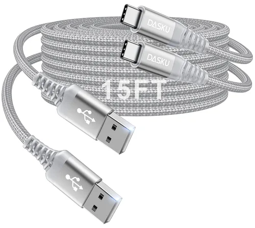 Vista 33 de Dasku iPhone 17 USB C a USB C de carga rápida, 60 W (3.1 A), paquete de 2 cables cargador de carga de 3 pies tipo C para iPhone 17/16/15/15 Plus/15