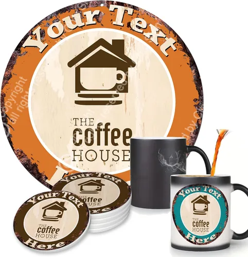 Vista 12 de Café y té perfectos de café, tazas personalizadas de Chic Sign Rústico, estilo vintage, retro, cocina, bar, pub, cafetería, cobertizo de cueva 0079