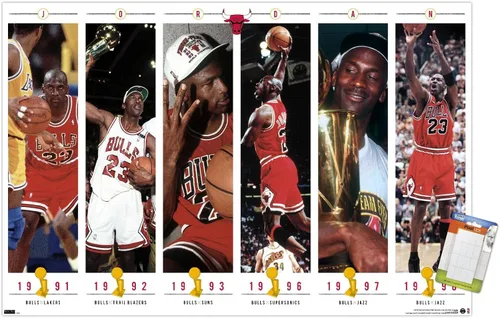 Vista 12 de Trends International Michael Jordan - Póster de pared de campeonatos, 22.4 pulgadas de largo x 14.7 pulgadas, versión enmarcada de madera de granero