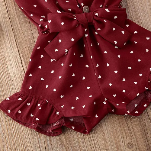 Vista 5 de Enterizo con tirantes y estampado de corazón para bebé y niña pequeña, ropa de vacaciones, traje de verano para niños