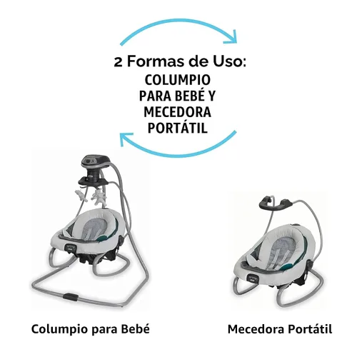 Vista 6 de Graco DuetSoothe - Columpio y balancín con asiento de columpio extraíble y 6 velocidades de balanceo para asiento de columpio y silla de columpio
