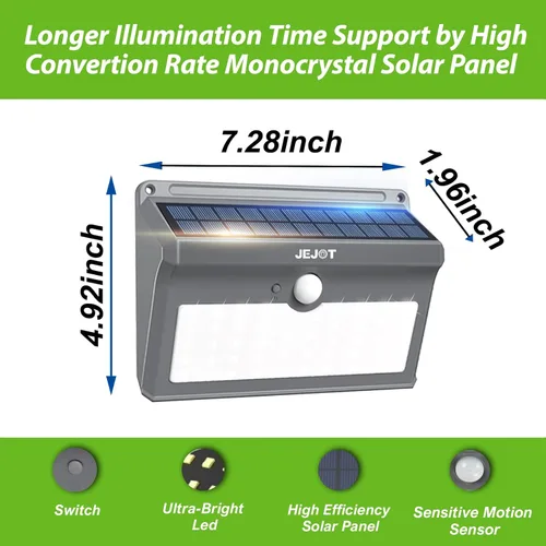 Vista 3 de JEJOT Paquete de 6 luces solares con sensor de movimiento para exteriores, impermeables, 270° de ángulo amplio, 3 modos, luces solares de pared