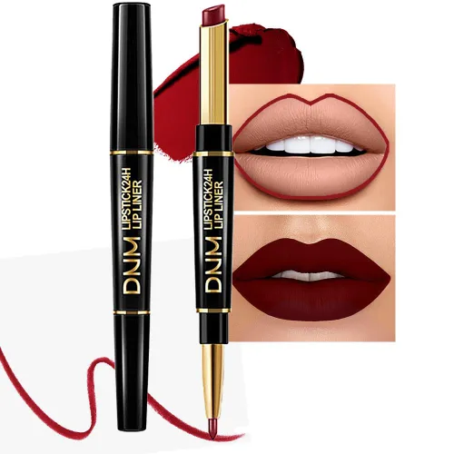 Vista 36 de evpct Juego de 1 lápiz labial y delineador de labios rojo rubí para mujer, kit mate con delineador de labios, manchas de labios duraderas