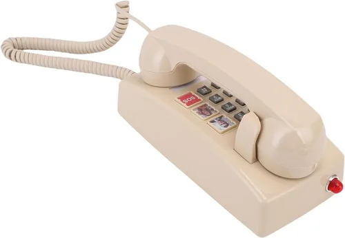Vista 2 de SUNGOOYUE Retro Wall Phone, Illustrated Speed Dial Function, Home Desk Landline Phone, 3 Level Volume Control, Easy to Use ABS
