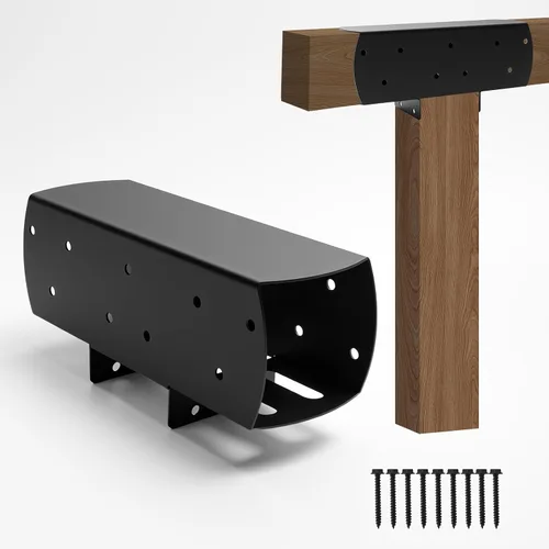 Vista 11 de 4 soportes para pérgola de 4 x 4 pulgadas (real: 3.6 x 3.6 pulgadas) 3 Way 90° Right Angle Corner Bracket DIY Pergola Kit Support Gazebos Patio
