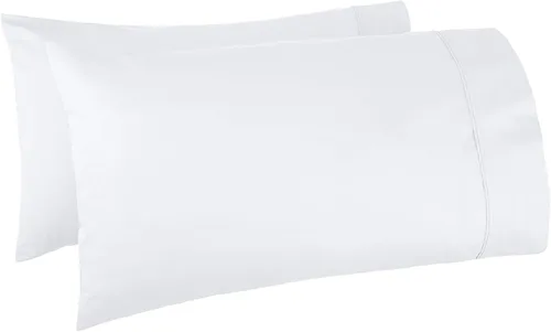 Vista 15 de Amazon Basics Juego de 2 fundas de almohada de 400 hilos, 100 % algodón, suaves, tejido satinado, resistentes a las arrugas, tamaño estándar, 20 x