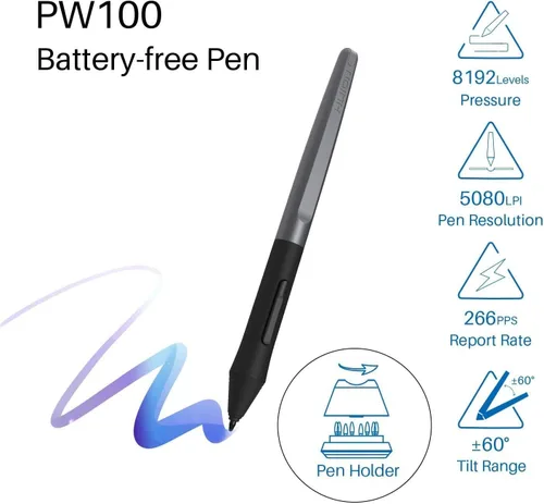 Vista 4 de HUION Inspiroy H950P - Tableta de dibujo digital de 8 x 5 pulgadas con lápiz sin batería, 8192 presión de bolígrafo, inclinación, 8 teclas de acceso