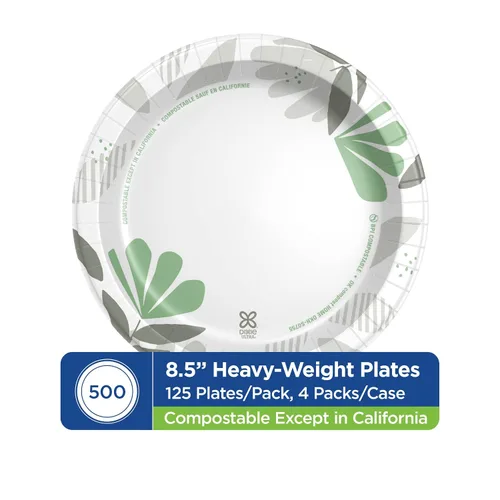 Vista 2 de Dixie Ultra - Platos de papel pesados de 8.5 pulgadas por GP PRO, diseño botánico Pathways, 500