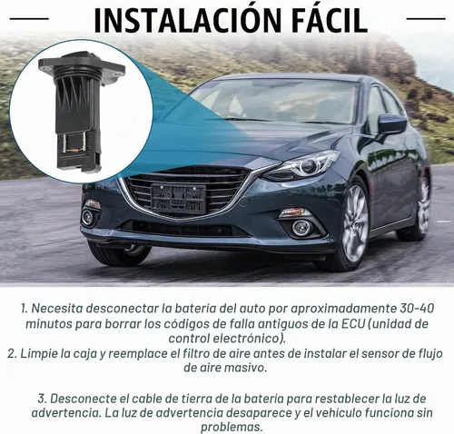 Vista 7 de X AUTOHAUX Sensor de flujo de aire masivo para Mazda CX-9 CX-5 CX-3 3 6 MX-5 Miata 1525A031 PE01-13-215 E5T62271 Plástico Negro 5 Pines MAF Sensor