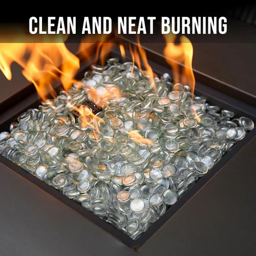 Vista 5 de Skyflame - Cuentas de vidrio de fuego de 10 libras para chimenea y lugar para fogatas, tamaño de 1/2 pulgada, cristal de hielo reflectante