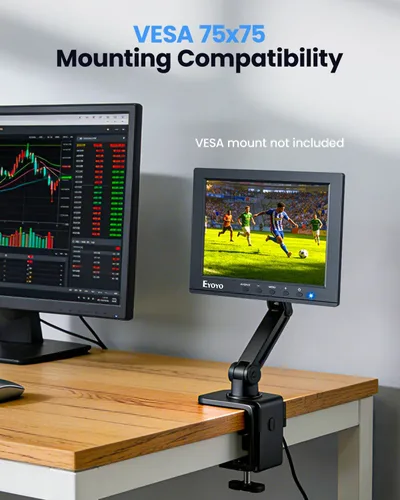 Vista 8 de Eyoyo Monitor de cámara de seguridad de 8 pulgadas, 1024 × 768 4:3 mini pantalla LCD CCTV Monitores pantalla con HDMI VGA BNC AV USB, monitor