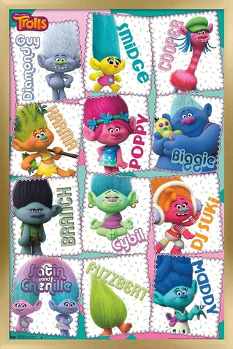 Vista 18 de Trends International Trolls - Grid Wall Poster, 22.4L x 14.7W, Barnwood Framed Version