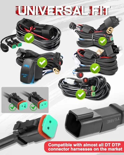 Vista 5 de 2 adaptadores de arnés de cableado Deutsch DT DTP, conectores divisores, conectores DT impermeables de 2 pines para barra de luz LED, luces