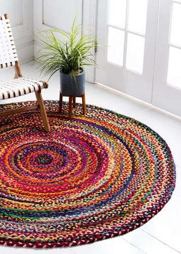 Vista 19 de Unique Loom Colección Trenzada Chindi - Alfombra de área (1 pie 2 pulgadas x 6 pies 1 pulgada, pasillo, multi/azul)