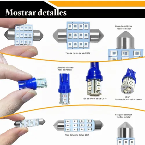 Vista 4 de YOGEIER Bombilla LED para Automóvil, Juego Combinado de LED para Automóvil de 24 Juegos, Utilizado para Luces Interiores de Automóvil, Luces